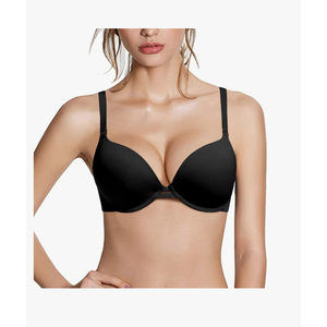 Push Up Thick Padded Plunge Underwire T Shirt Lace Bra Lift Support for Women Add One Cup Size 36B