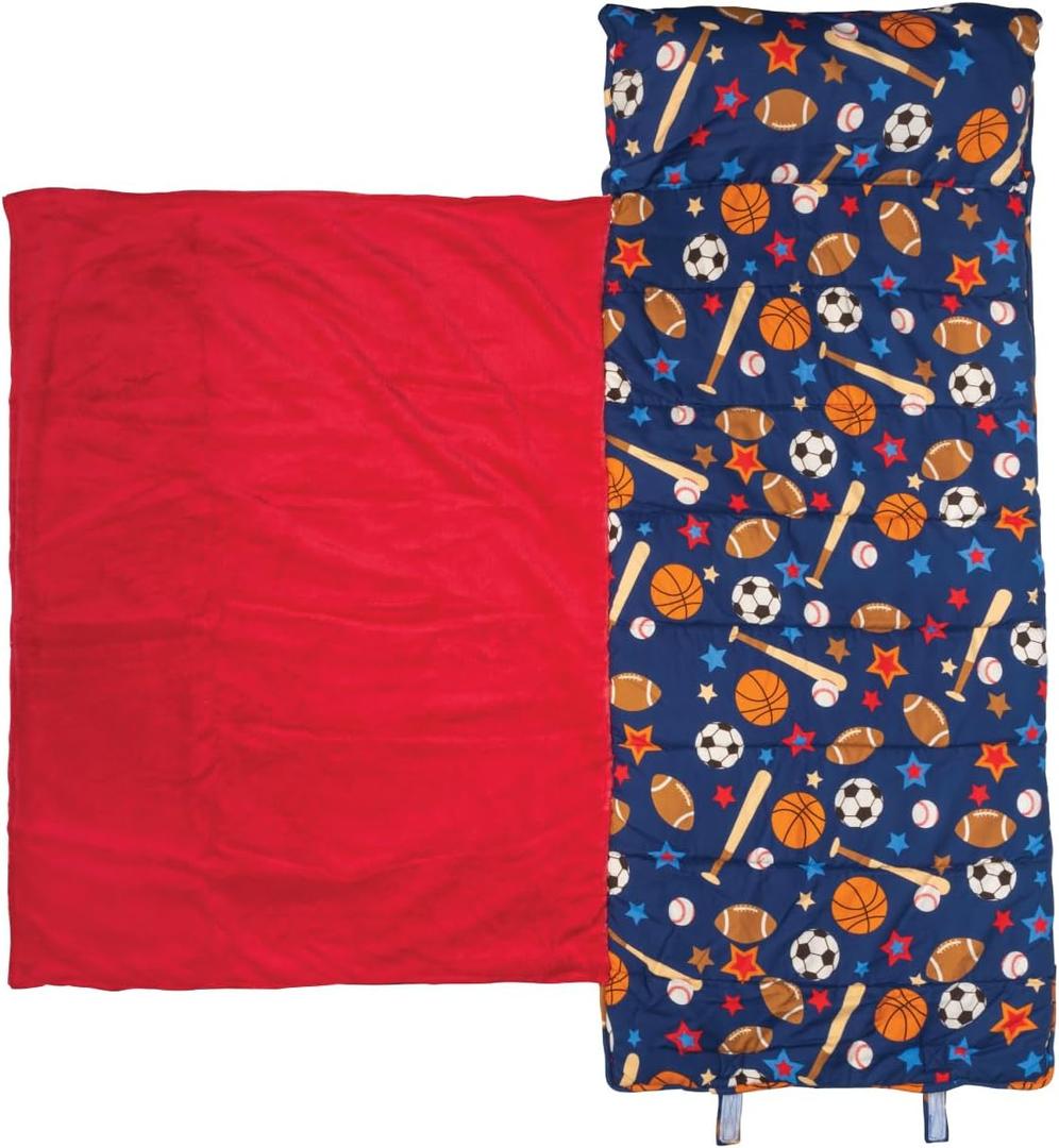 Stephen Joseph, Toddler All Over Print Nap Mat with Soft Blanket and Removable Pillow for Boys & Girls, Kids Sleeping Bag for Elementary, Daycare, Preschool with Carry Handle, 1 Count