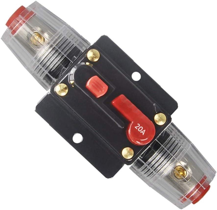30A 40A 50A 60A 80A 100A 150A Audio Circuit Breaker Auto Car Stereo Inline Fuse Holders Inverter, Manual Reset 12V-24V DC for Automotive Marine Boat Audio System Protection (20A)