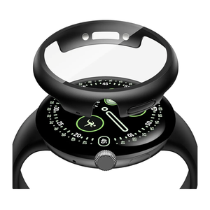 Misxi 2-Pack Shockproof Case with Screen Protector Compatible for Google Pixel Watch 4 (2025) 45mm, Direct Charging High Sensitivity Curved Protective Cover with Tempered Glass for Pixel Watch 4, Black