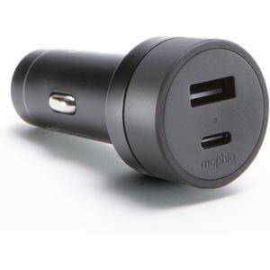 Mophie 42W Dual USB-C + USB-A Car Charger, Universal AUX Compatibility, LED Indicator, Fast Charging, Multi-Device