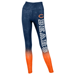 ZUBAZ NFL WOMEN'S DISTRESSED GRADIENT LEGGINGS WITH TEAM WORDMARK CHICAGO BEARS L