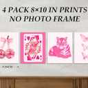 4 x Pink Wall Art Posters Prints For College Dorm Bedroom, Preppy Room Pictures Decorations, Coquette Room Decor For Wall, Aesthetic Y2k Picture Posters Set Of 4, Unframed 810 Inches -04