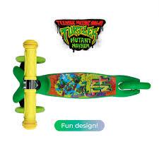Voyager - Self Balancing Kick Scooter with Light Up Wheels, Extra Wide Deck, 3 Wheel Platform, Foot Activated Brake, 75 lbs Limit, Kids & Toddlers Girls or Boys, for Ages 3 and Up, TMNT