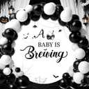 Halloween Baby is Brewing Round Backdrop Covers, 6 Ft Cute Ghost Stretchy Backdrop Stand Covers, Photography Background Circle Stand Covers for Baby Shower Gender Reveal Birthday Party Decor (white)