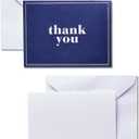 American Greetings Thank You Cards with Envelopes, Blue and White (50-Count)