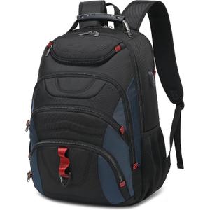 Boavan Laptop Backpack for men, 17.3 inch Laptop Bag with USB Port, Waterproof Travel Work Backpack Purse, Anti-Theft Teacher Nurse Doctor Casual Bookbags Office Business backpackBlack&Classic Navy