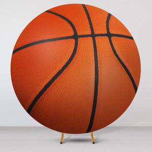 VitalCozy 6.5Ft Round Spandex Backdrop Cover - Sports Theme Arch Backdrop for Party & Photography - Birthday Decoration, No Stand or Balloons Included(Orange)
