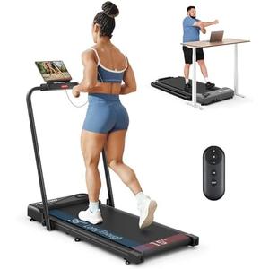 THERUN Walking Pad Treadmill, 2.5 HP Under Desk Treadmills, 2 in 1 Foldable Treadmill for Home, Walking Pad with Handle Bar, 15" Widened Running Belt, with Remote Control & LED Touch Screen