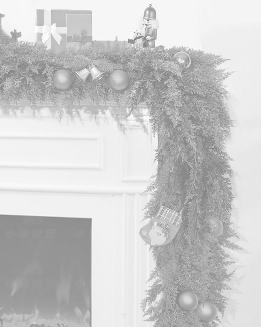 Cedar Garland 9ft Christmas Garland Real Touch Garland Artificial Realistic Greenery Cypress Pine Garlands for Mantle, Fireplace, Stairs,Table, Doorframe Vintage Outdoor Indoor Christmas Decorations