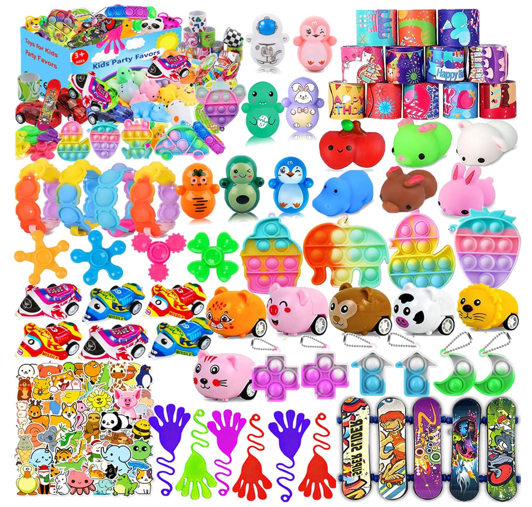 124 Pcs Party Favors for Kids 48, Birthday Gift Toys, Goodie Bag Stuffers, Treasure Box Carnival Prizes, Gifts Classroom, Pinata Bags Filler Boys and Girls 812