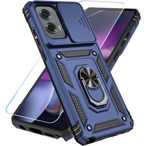SunStory Phone Case for Motorola Moto G Stylus 5G 2024 Case with HD Screen Protector & Slide Camera Cover & Kickstand, [Military-Grade] Phone Case for Moto G Stylus 5G 2024, Blue