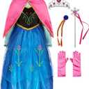 Funna Princess Costume for Toddler Girls Fancy Dress Party with Accessories (10 Years, Blue)