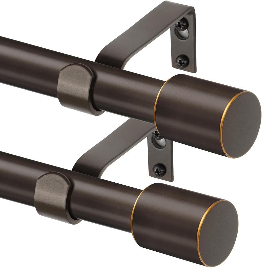 TONIAL Curtain Rods 2 pack, Telescoping Splicing 3/4 Drapery Rod 32 to 58 Inch(2.6 to 4.8 ft), Decorative Single Curtain Rods for Windows with Modern Cap Finial, Bronze TONIAL Curtain Rods 2 pack, Telescoping Splicing 3/4 Drapery Rod 32 to 58 Inch(2.6 to 4.8 ft), Decorative Single Curtain Rods for Windows with Modern Cap Finial, Bronze