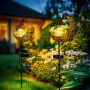 Fairy Garden Solar Lights Outdoor Decor, Moon Garden Stakes, Waterproof Outdoor Metal Decorations Gifts for Women and Mom, Art Moon Sculpture for Walkway, Yard, Patio, Garden and Porch, 2 Pack