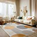 8x10 Area Rugs for Living Room Machine Washable Boho Circle Pattern Rug Non Slip Printed Abstract Geometric Rug Carpet Friendly Modern Rug for Bathroom Bedroom Dining Room Office