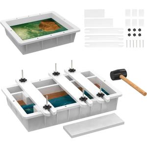 2Pcs Extra Large Adjustable Epoxy Resin Mold with Divider, 15.7×9.8×3.1 inch & 11.8×7.9×3.1 inch Epoxy Table Mold, Reusable Resin Molds for DIY Coffee Table, River Table, Charcuterie Board, Art Panel