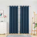 Curtains 80 inches Long Kitchen Linen Textured Privacy Semi Sheer Navy Blue Living Room Divider Bedroom Drapes Sliding Glass Door Window Curtains Basement Patio Curtain Panels Grommet Top 2 Pieces