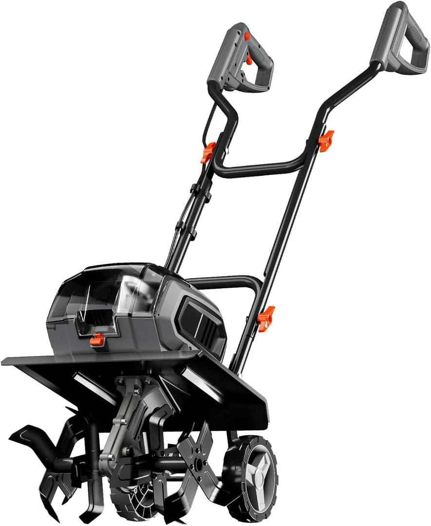 Cordless Garden Tiller Cultivator Compatible with Dewalt 20v Max Battery (Tool Bare) 14.2'' Width 8.7'' Depth 16 Steel Tines, Electric Rototiller Brushless Foldable with Adjustable Wheels