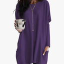 Poetsky Fall Womens Tunic or Tops to Wear with Leggings Long Sleeve Casual Long Shirts with Pockets, Size L