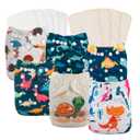 babygoal Reusable Cloth Diapers 6 Pack+10pcs Inserts, One Size Adjustable Washable Pocket Nappy Covers for Baby Boys and Girls