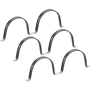 uxcell 6Pcs 150mm(6") Cable Clamp, Rubber Pipe Strap Rubber Cushioned 304 Stainless Steel Hose Clamp U Shape Metal Clamp Tube Holder for Tube Pipe Wire