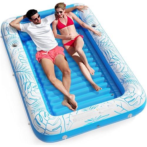 Inflatable Tanning Pool Lounger Float - Jasonwell 4 in 1 Sun Tan Tub Sunbathing Pool Lounge Raft Floatie Toys Water Filled Tanning Bed Mat Pad for Adult Blow Up Kiddie Pool Kids Ball Pit Pool (XXL)