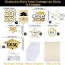 OuMuaMua Graduation Decorations Class of 2026-30pcs White and Gold Graduation Table Centerpieces Sticks Table Toppers with Lights for College High School Congrats Grad Party Supplies