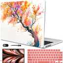 for 2022 2023 2024 2025 MacBook Air 13.6 inch Case M4 A3240 M3 A3113 M2 A2681 Cover, Patternt Plastic Hard Shell Case Keyboard Skin for Mac Air 13.6" M4 M3 M2 Touch ID, Phoenix Tree Flowers