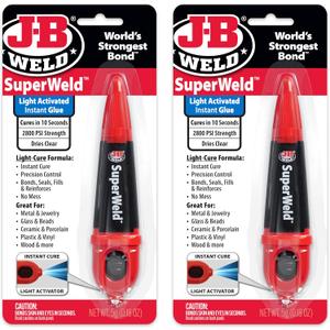 J-B Weld Light-Activated Superglue, Clear, 5g, 2-Pack