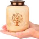 Cremation Urns for Human Ashes Adult Male Female,Medium Urns for Human Ashes Keepsake Made of Bamboo,Decorative Urns Ash Container with Tree of Life Pattern,Hold Up to 83 Cubic Inch