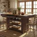 Garvee Counter Height Dining Table with 2 Drawers, 36" Farmhouse Wooden Large Bar Kitchen Table with Wine Rack & 3 Shelves, Rectangular, Thick Frame for Kitchen, Bar & Entertaining, Retro Brown