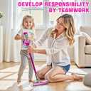 BLAXTEM 4-in-1 Kids Toy Vacuum that Works with Suction, Electric Toy Toddler Vacuum Cleaner for Children Girls & Boys, Toddlers Toys Cleaning Set for Pretend Play (Rose Red)