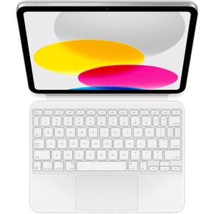 Apple Magic Keyboard Folio: iPad Keyboard and case for iPad (A16 and 10th Generation), Detachable Two-Piece Design that attaches magnetically, Built-in trackpad, US English White