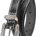 Western Fashion Cowgirl Cowboy belts for Girls Women Boys Jeans Pants Dresses (Fit 26"-28" waist; width:0.7", Black #1)