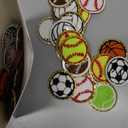 Solsew 40 Pack Patches Iron on Ball Sports Chenille Cheer Iron on Patches Ball Sticker with Gold Edges Soccer Volleyball Basketball Baseball Softball Sticker for Hats Pants Clothing(Multiple)