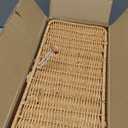 2PCS Cable Management Box, Handmade Rattan Cable Organizer, Open Slots Cords Hider Box Cord Basket Under Desk Cord Organizer for Computer Router USB Hub & Power Strip