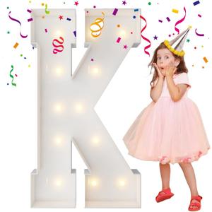 4FT Marquee Light Up Letters, Large Marquee Letters, Mosaic Balloon Frame Letter Big Letters For Engagement Wedding Decorations Birthday Party Backdrop Decor, Balloon Arch Kit Letter K