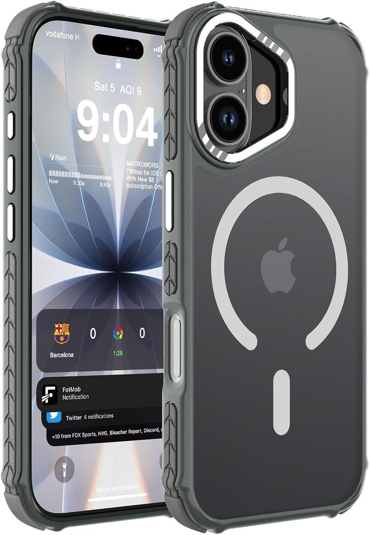 DEERLAMN Strong Magnetic Case for iPhone 17 6.3-Inch,[Compatible with Magsafe][Military Grade Drop Protection] Translucent Matte Shockproof Protective Phone Cover-Frosted Gray
