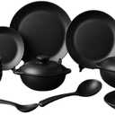 Dinner set for home kitchen, Gift item 31 Pieces Dinning Set For Tableware All Black Dinner Set for Kitchen Crockry Set (Black)