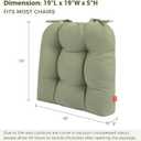Indoor/Outdoor Tufted Seat Cushions with Ties Set of 2, 19"x19" Chair Cushions for Dining Chairs, Waterproof Overstuffed Chair Pads for Garden Patio Kitchen Home-Light Green, 2 Count
