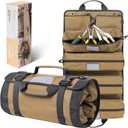 Tool Roll Bag Organizers- Heavy Duty Roll Up Tool Bag Organizer 6 Tool Pouches with Labeled, Small Tool Bag Removable Pouches, Gifts for Electrician,Carpenter, Plumber, Mechanic, Hobbyist (Coyote Brown)