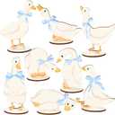FYSUIMU 8Pcs One Silly Goose Wood Table Sign Tabletop Centerpieces Blue Bow Goose Wooden Cutouts with Base for First Birthday Baby Shower Home School Office