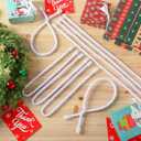 Zhengmy 16 Pcs 25 Inches Christmas Velvet Garland Ties Christmas Decorative Twist Ties for Banister Reusable and Flexible Twist for Xmas Home Decorations Holiday Craft Wrapping(White)