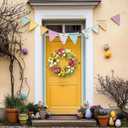 22 Inch Easter Wreath for Front Door, Tulip Wreaths with Eucalyptus, Spring Wreath Decor for Porch Wall Indoor Outdoor, Pink White Yellow Floral Home Decor