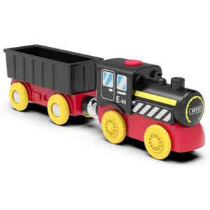 Battery Operated Locomotive Train, Magnetic Trains Toy for Wooden Tracks, Motorized Train Compatible with Thomas, Brio, Chuggington, Melissa & Doug