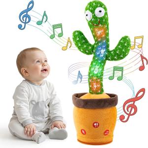 Ayeboovi Dancing Talking Cactus Baby Toys Interactive Toy Repeating Records What You Say Volume Adjustable Singing Cactus Toddler Games with 120 Songs Easter Basket Stuffers for Kids