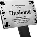 Husband Memorial Remembrance Plaque Stake, Hearts Design - Gold/Silver/Copper, Waterproof, Outdoor, Grave Marker, Tribute, Plant Marker (Silver)