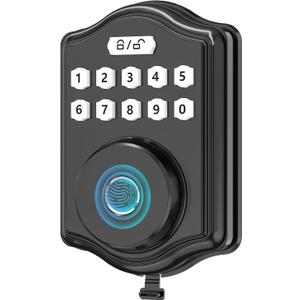 52HZ Fingerprint Door Lock, Keyless Entry Door Lock with Code, Voice Guidance Electronic Keypad Deadbolt Smart Locks for Front Door, Anti-Peeping Password, Auto Lock, Easy to Install, Black