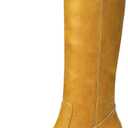 Knee High Boots Women Square Toe Chunky Block Long Boots Low Heel Tall Boots (8, Banana)